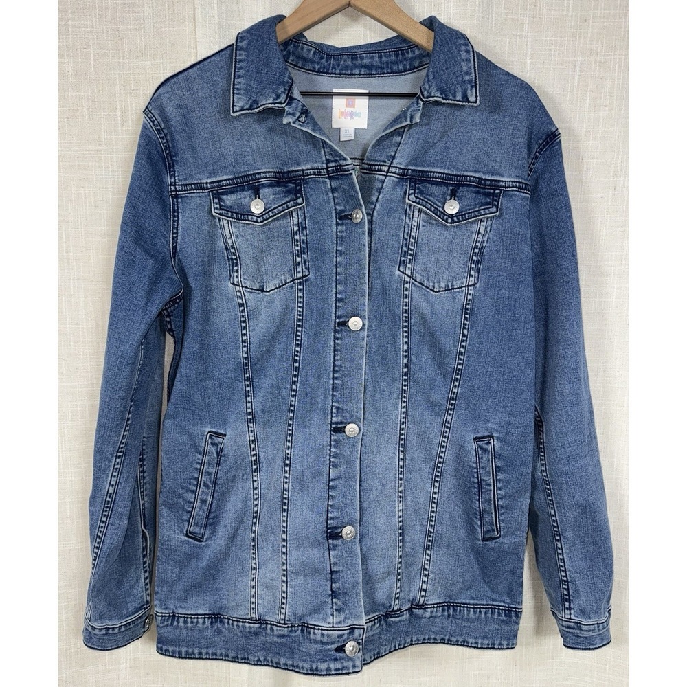 LULAROE Jaxon Jean Jacket Women's XL Embroidered Southwestern Denim Pockets - Picture 2 of 9